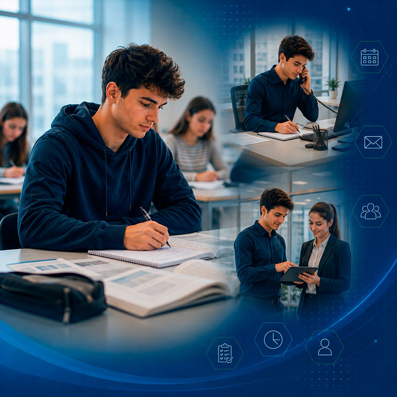 Estudiante de Asistencia a la Dirección formándose para coordinar tareas organizativas, comunicación y apoyo ejecutivo.